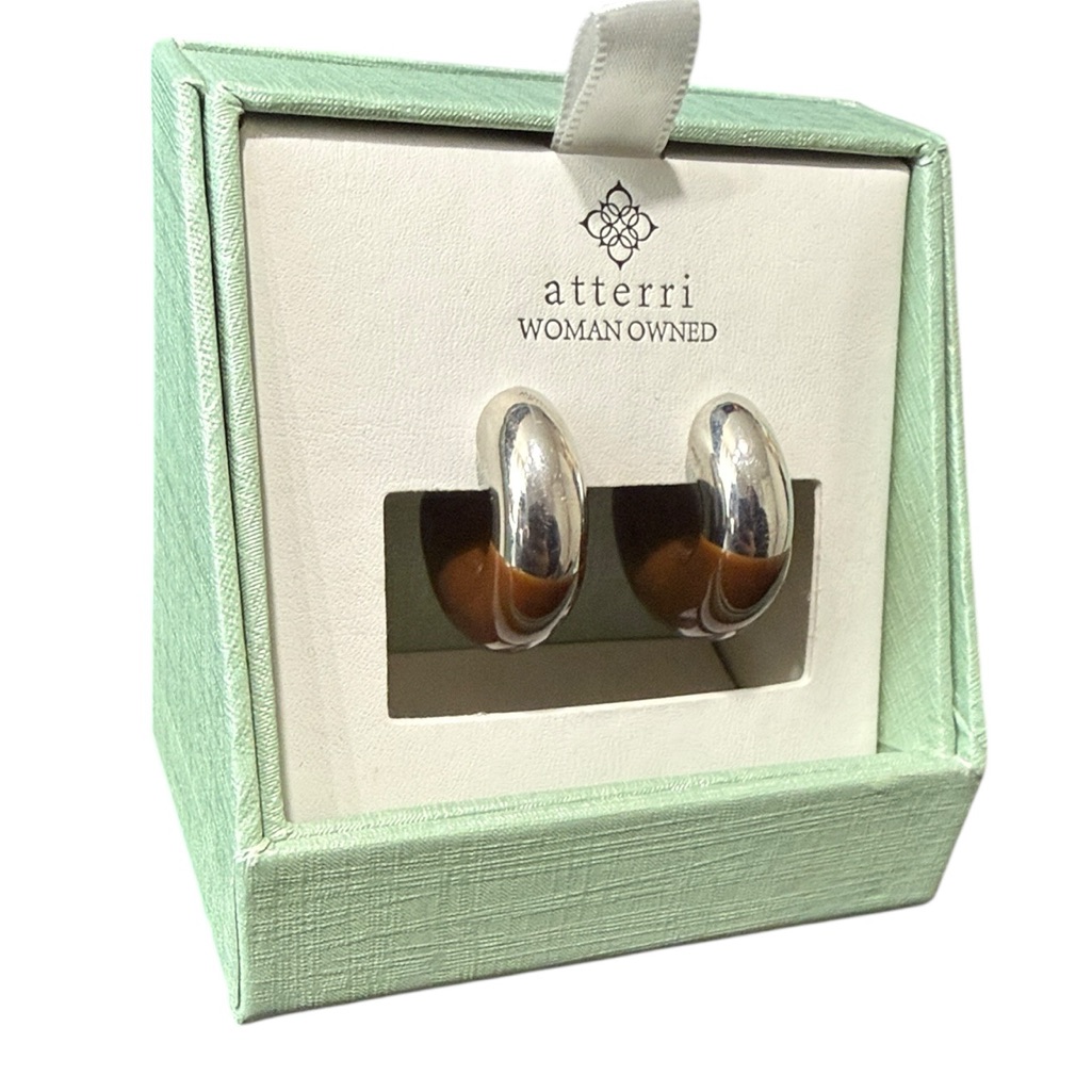 Silver Brown Earrings Womens Hoops Atterri Women Owned Costume Jewelry 20$
